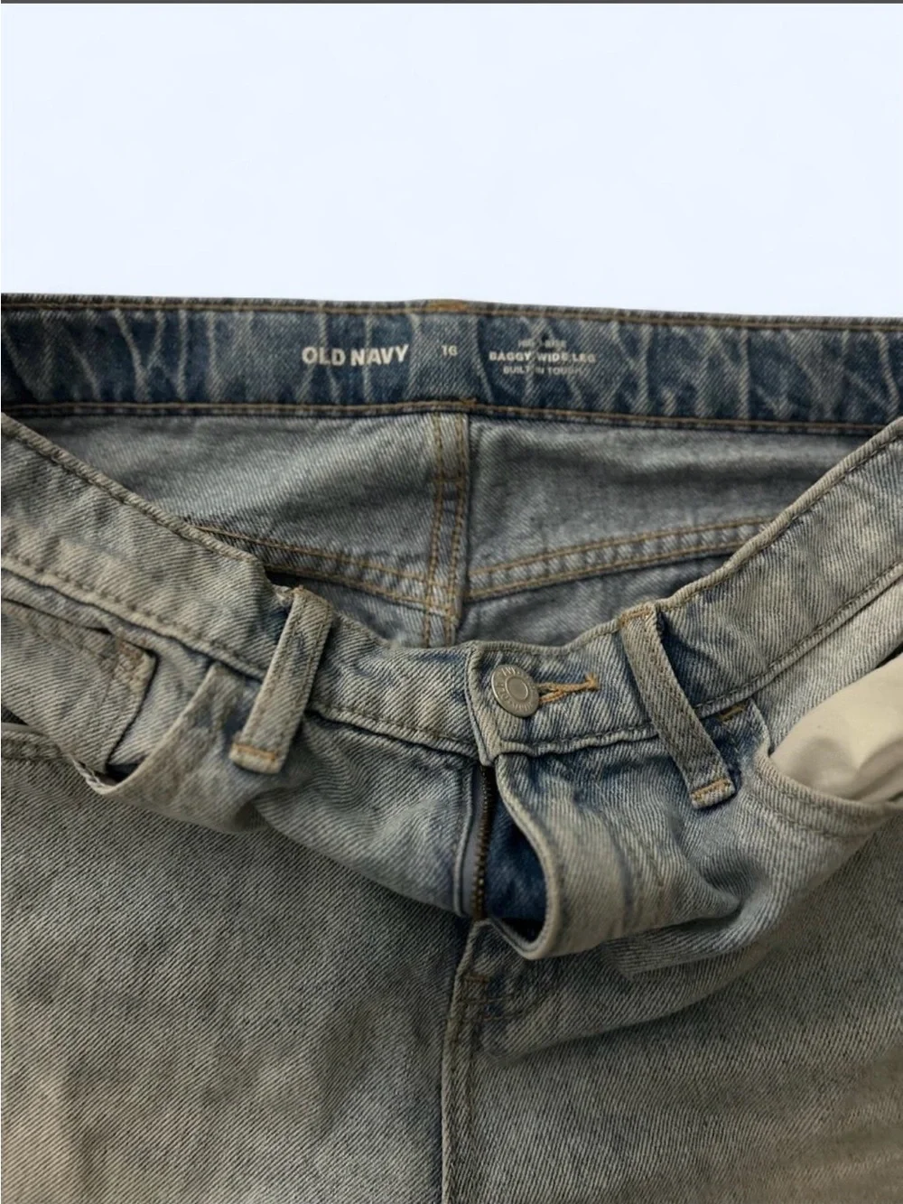Girls High-Rise Wide Leg Distressed Jeans - Faded blue old navy size 14/16
